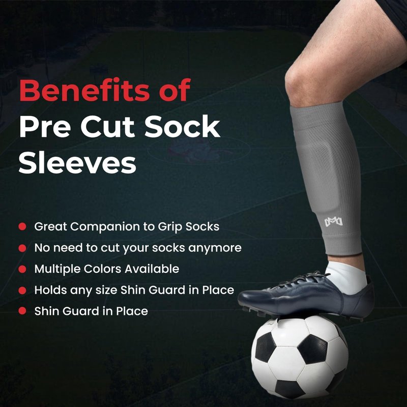 MediCaptain Pre Cut Soccer Sock Sleeves, Companion for Soccer Grip Socks, Securely Holds Shin Guards, Compression Leg Warmer (Gray, One Size)
