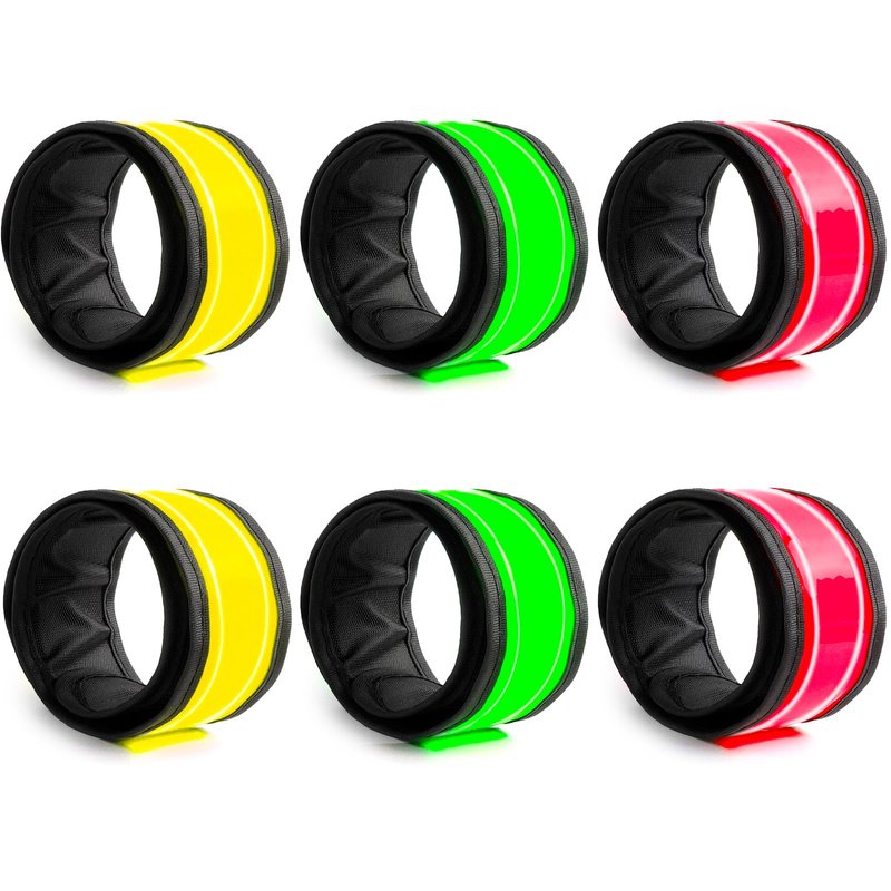 LOBKIN Safety Bracelets, LED Slap Armband Kids Camping Walking at Night Safe LED Light Wrist Light Reflective Belt, Magic Band Running Lights for Runners