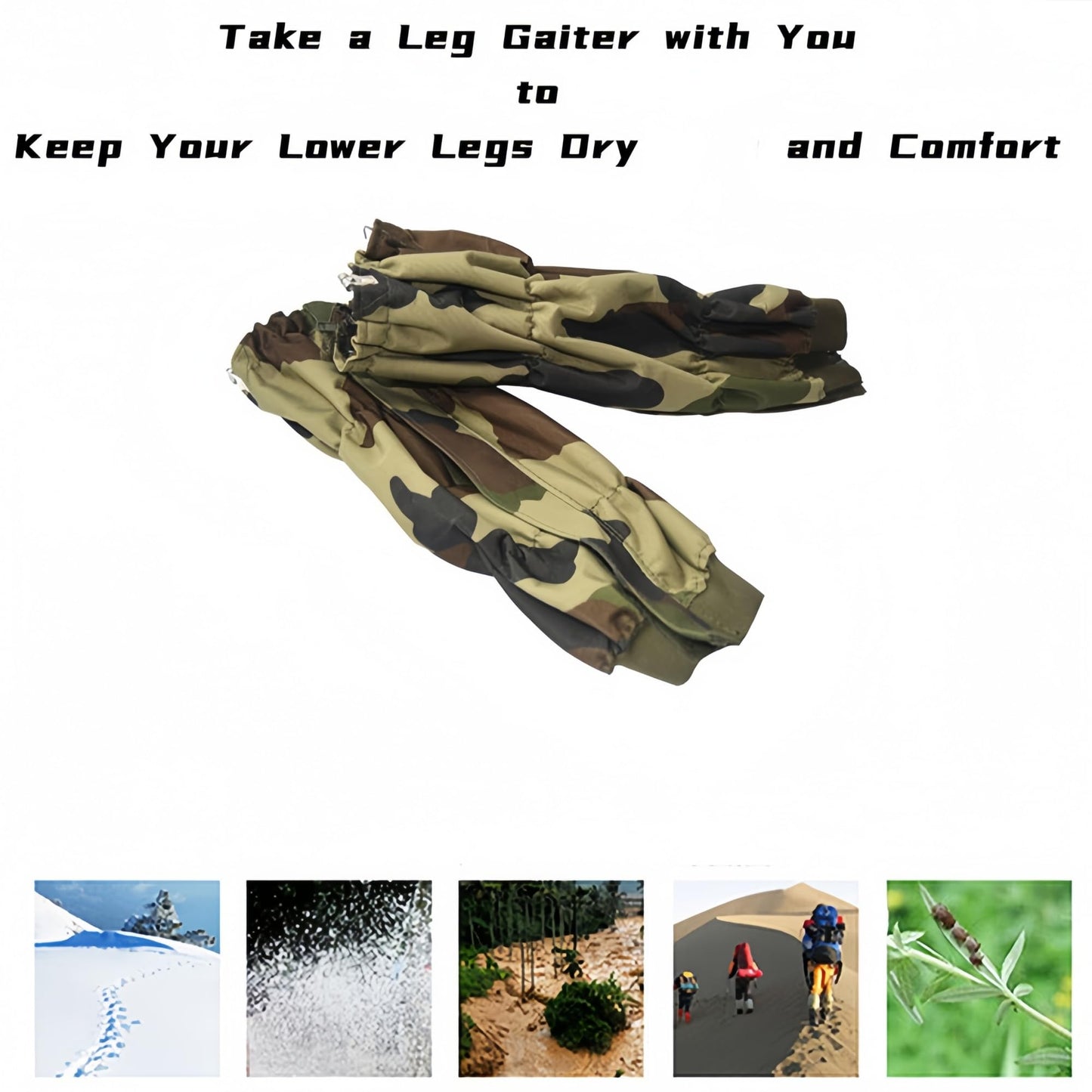 Adjustable Snake Gaiters for Men & Women, Camo Snake Proof Boot Gators, Snake Bite Protection Guards Chaps, Waterproof Leg Gators for Hiking, Hunting, Snow, Snowshoeing, Rattlesnake