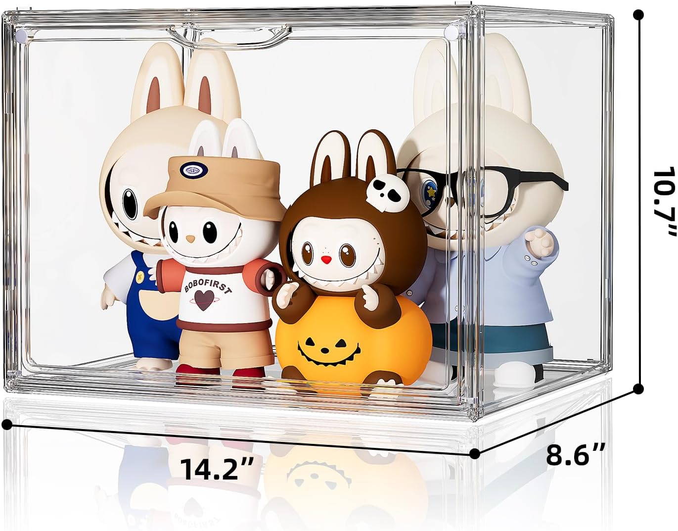 Clear Acrylic Display Case - Large Stackable Storage Bin with Magnetic Lids | 10.7x8.6x14.2 Inch for Collectibles, Figures, Handbags