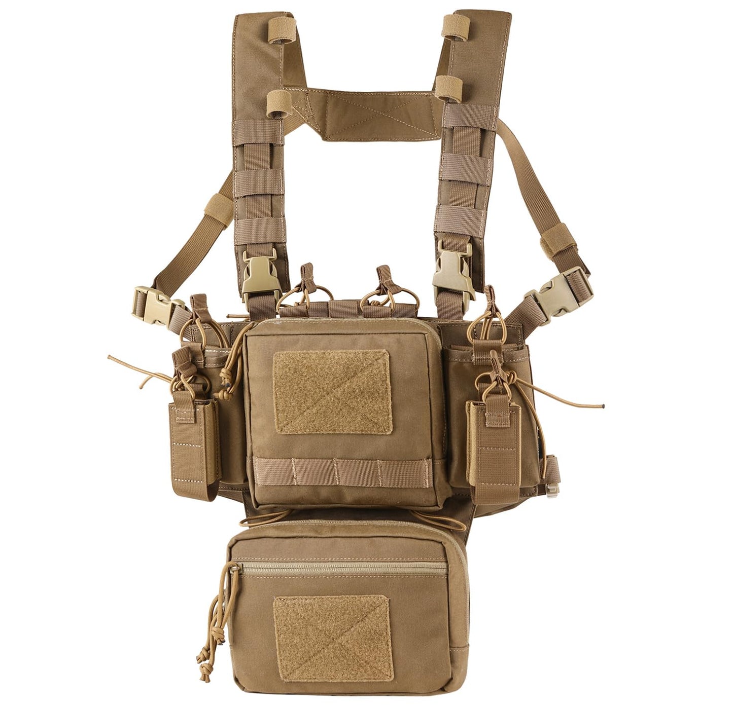 VOTAGOO GEAR Chest Rig-Tactical Chest Rig, Adjustable & Detachable Molle Micro Chest Rigs, with 5.56/7.62 Magazine Pouch, Pistol Pouch