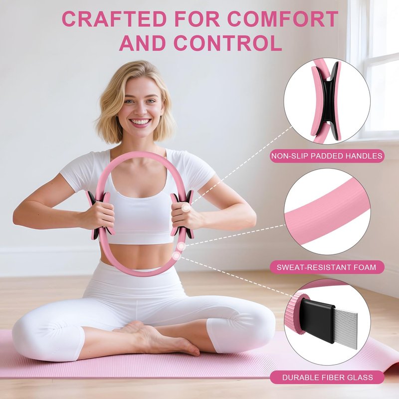 NITMTYOU Home Pilates Essentials Kit for Women - Complete Set with 9" Yoga Ball, Figure 8 Resistance Band, Pilates Bands, Accessories, and Pilates Ring - Perfect for Beginners Home Workouts