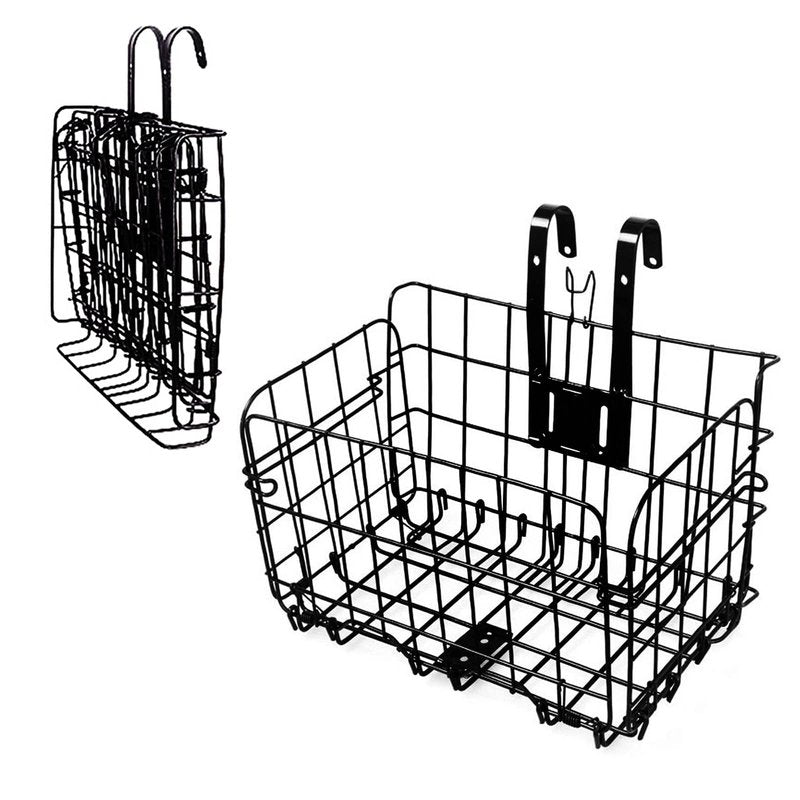 Hamiledyi Folding Bike Basket,Lift-Off Front Bike Basket with Handles Easy Installation Rear Cargo Rack - Rust Proof Bicycle Bag for Mountain Bike Accessories