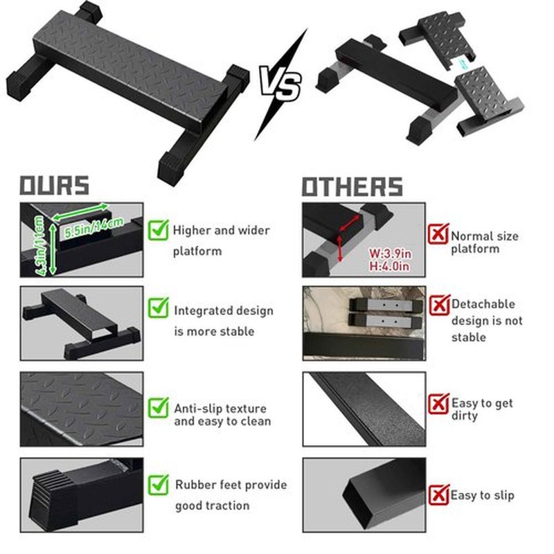 BLUSLM Upgraded Calf Raise Bar, Wide and High Squat Machine for Leg Stretching, Squat, Foot Stretch workout, Anti-Slip Solid Steel Calf Raise Block