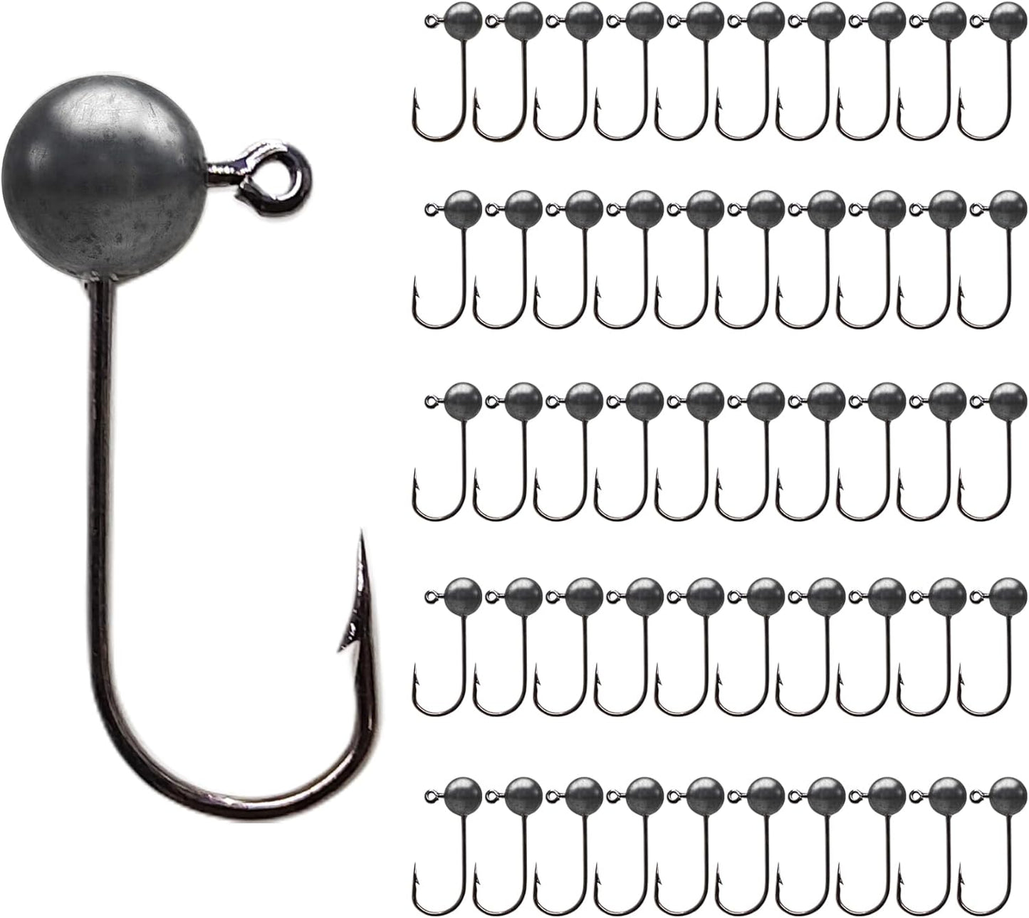 Fly Tying Jig Heads Kit - 50pcs Jig Hooks for DIY Lure Making | Black, White, Orange, Pink, Chartreuse - Sizes #12 to #2