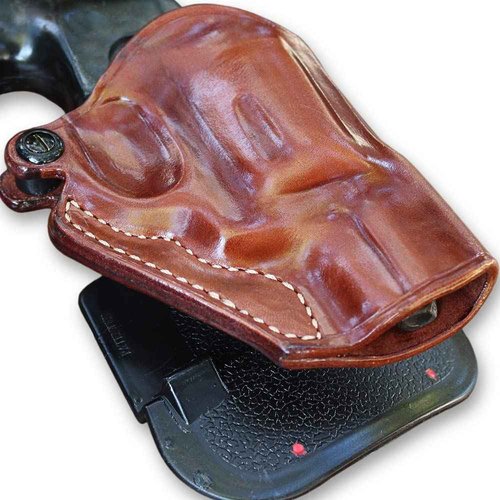 Premium Leather OWB Paddle Holster Open Top Fits, Smiht & Weeson 442/642 Revolver 38 Special 1.875" Barrel, Right Hand Draw, Brown Color #1128#