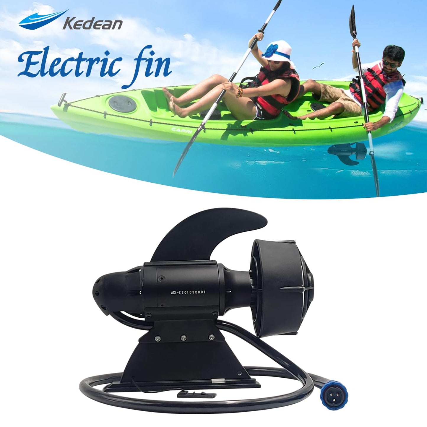 Powerful Fishing Kayak SUP Float Tube Belly Boat Trolling Motor, Underwater Thruster for Paddle Board Electric Fin 600W 28 Lbs Thrust, 9KM/H (Battery not Included)