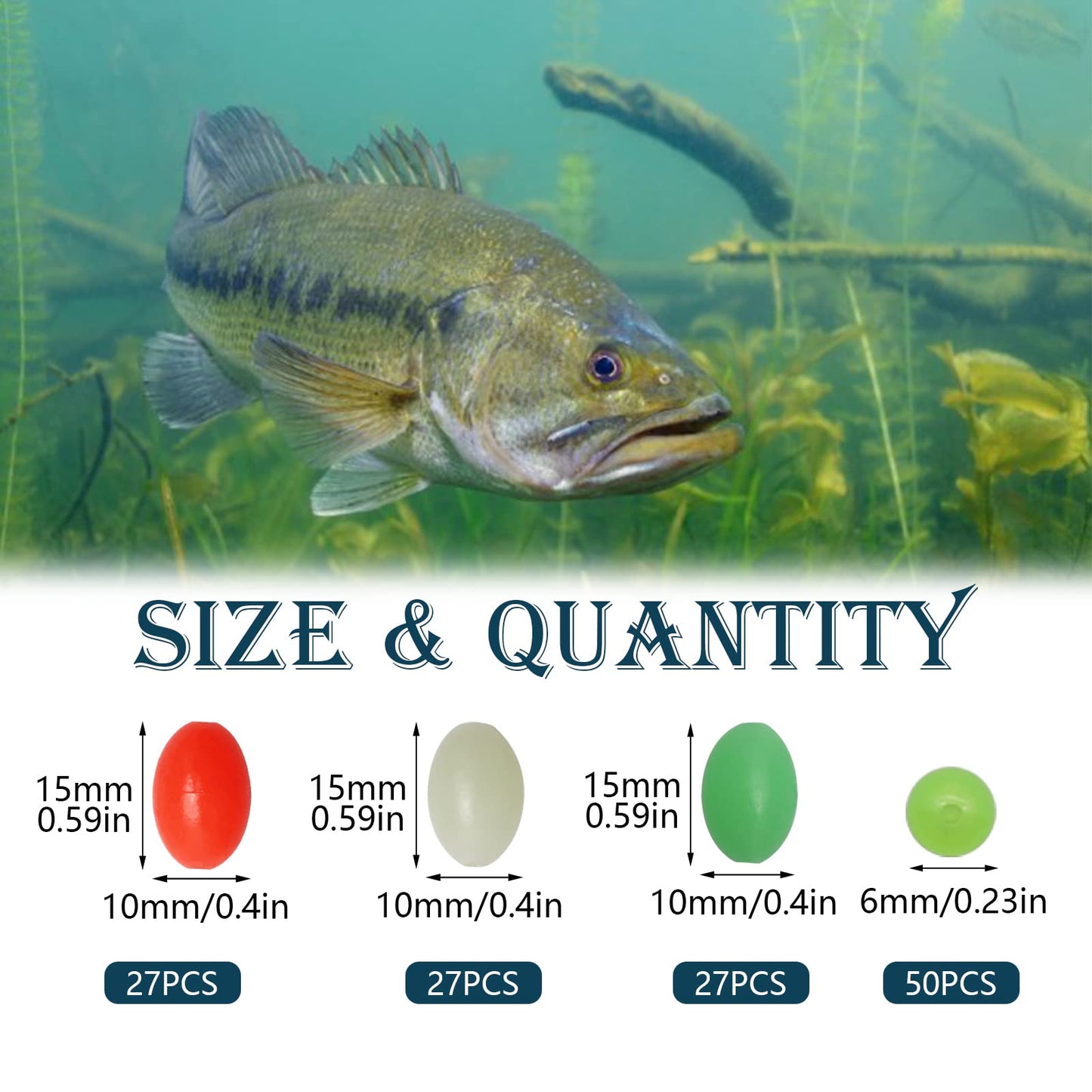 Dovesun Soft Rubber Fishing Beads Fishing Bait Eggs Accessories 7 Colors with Tackle-Box 0.23in(600pcs), 0.31in(250pcs), 0.39in(120pcs)