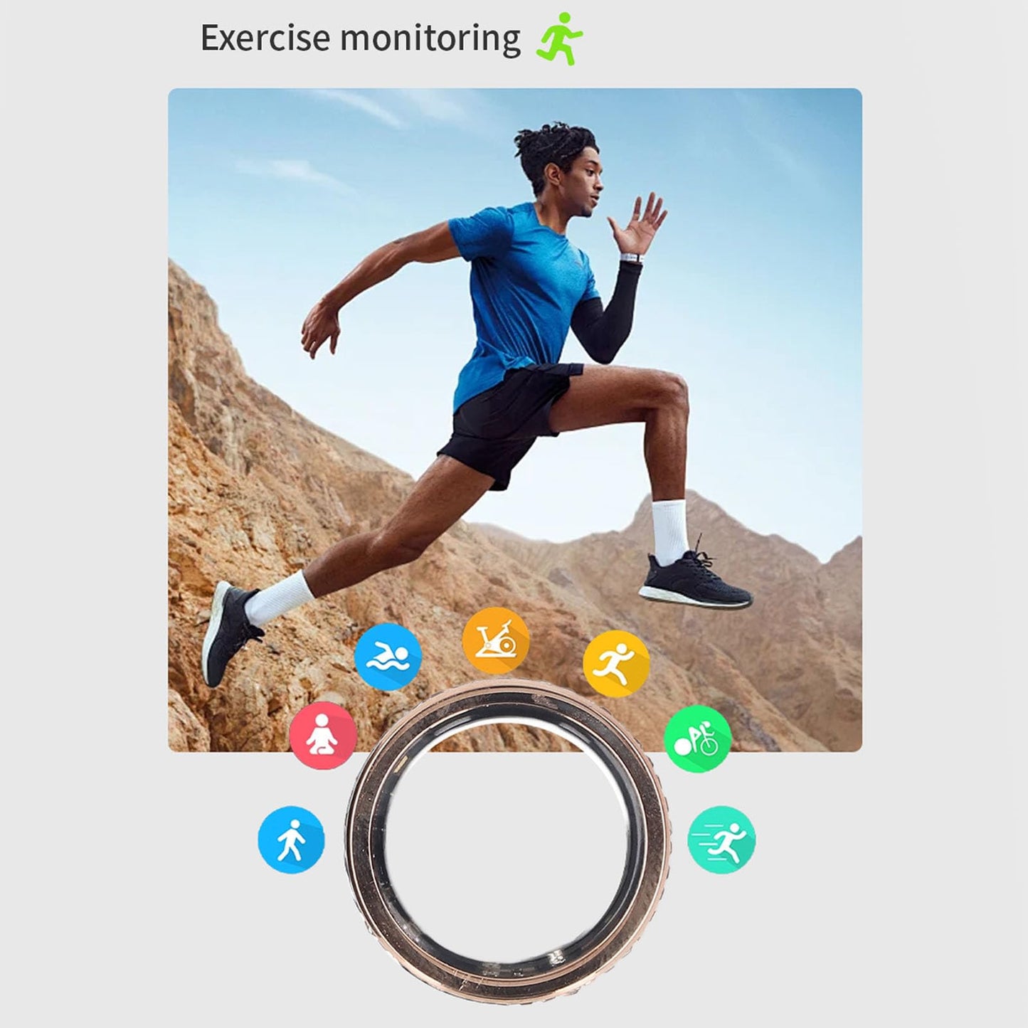 FOSA Health Rings for Women Men, Smart Fitness Tracker Roman Numerals Rotatable Wedding Band Gold Smart Ring Health Tracker (8)