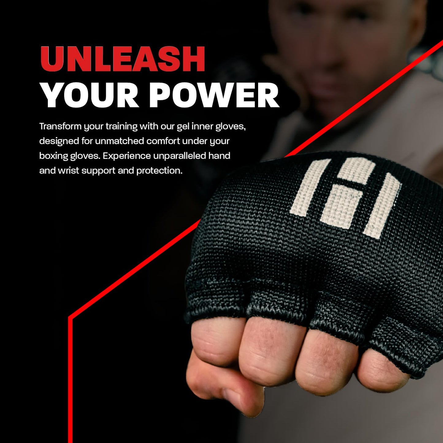 Hawk Padded Inner Gloves Training Gel Hand Wraps for Boxing Quick Wraps Men & Women Kickboxing Muay Thai MMA Bandages Fist Knuckle Wrist Protector Handwraps (Pair) (Black, S/M)