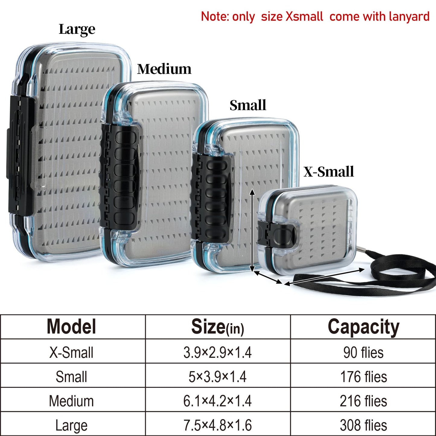 Dr.Fish Fly Fishing Box, Flies Storage Case Waterproof Silicone Double Sided Clam Fishing Jig Boxes Crappie Panfish Trout X-small