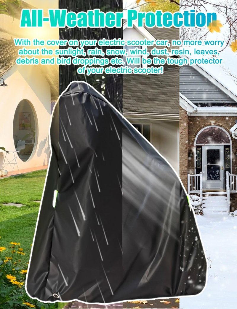 Electric Scooter Cover, Universal Scooter Cover, Waterproof Sun, Tear Proof Night Reflective and Lock-Holes&Storage Bag for With Seat or Without Foldable Kick Scooter(Without Seat,57"(L)x45"(H))