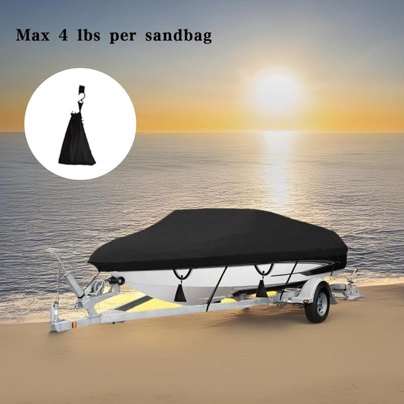 Boat Cover 17-19ft - Waterproof Heavy Duty UV Resistant Marine Grade Polyester | Fits V-Hull & Tri-Hull Fishing Boats