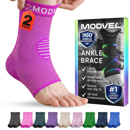 Modvel Foot & Ankle Brace Socks for Sprained Ankle Compression Sleeve - Foot Support for Women & Men - Tendonitis & Arthritis Ankle Brace Sports Running, Torn Ligaments & Women Stabilizing Ankle Wrap