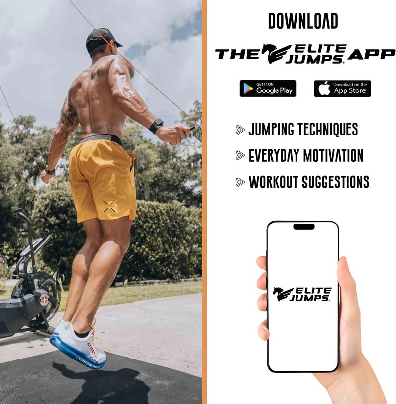 Elite Jumps 6mm PVC Jump Rope - Adjustable Fitness Rope with Unbreakable Handles | Large Non-Slip Workout Mat