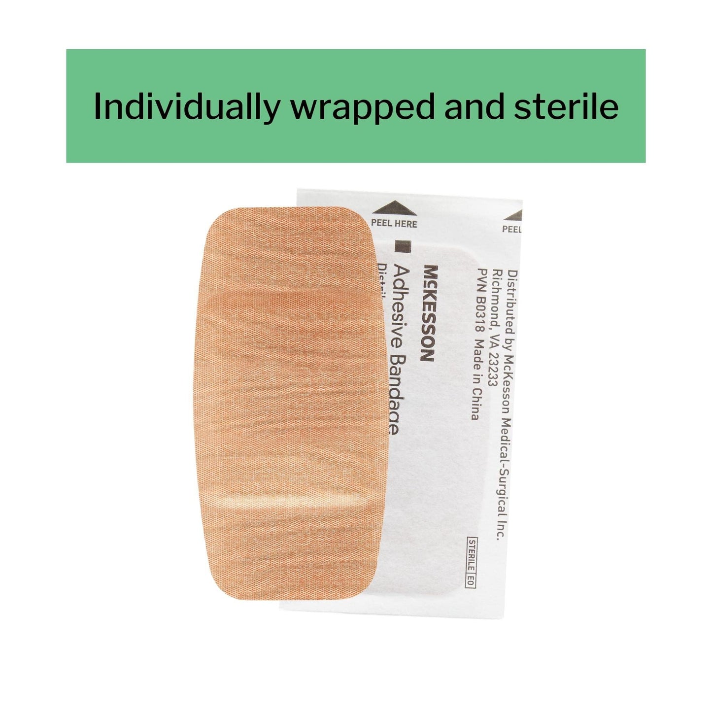 McKesson Adhesive Bandages, Sterile, Fabric Patch, 2 in x 4 in, 50 Count, 1 Pack