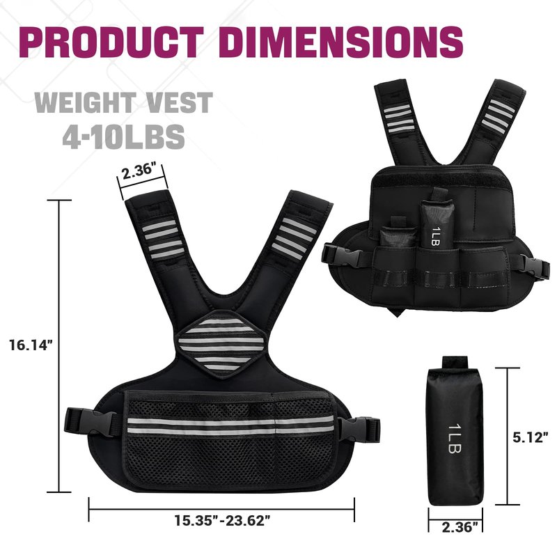 GarveeLife Adjustable Weighted Vest Women, 4-10 Lb Weight Vest with Ironsand Weights and Diy Zone for Walking, Jogging and Strength Training