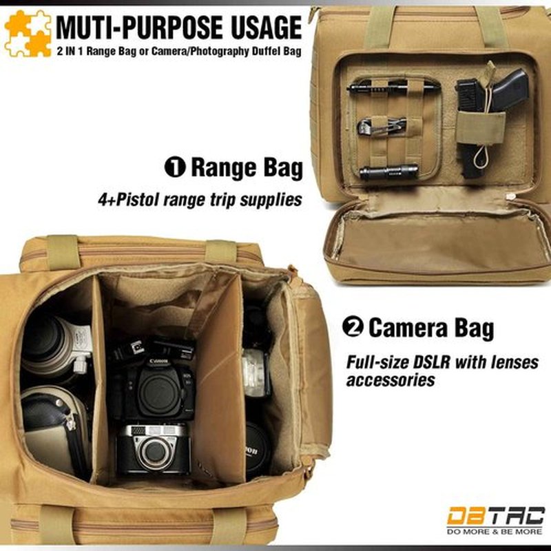 DBTAC Tactical Range Bag Large + Tactical Large Shoulder Pack with Sling (Tan)