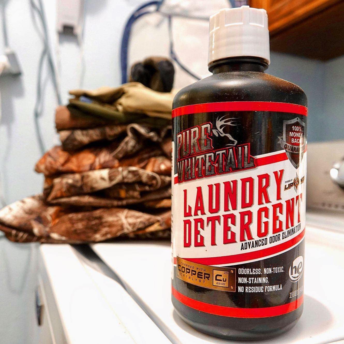 Pure Whitetail Scent Eliminator Laundry Detergent for Hunting Clothes – Scent Control Formula for Deer Hunting Clothes, HE Washer Safe, Non UV, Odor Neutralizing