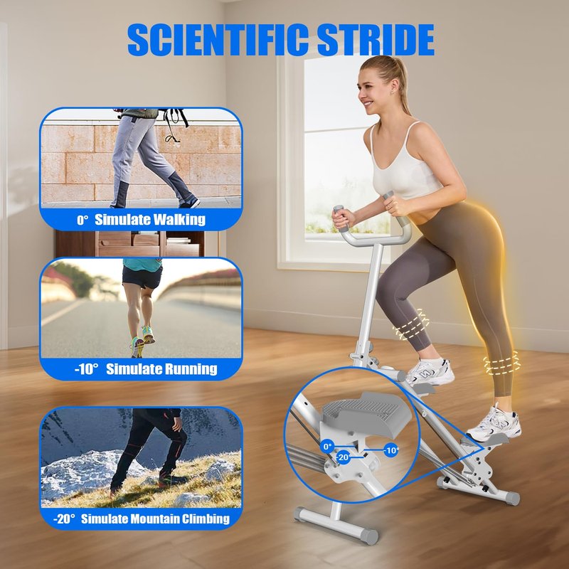 YYJO Stair Stepper for Home, 3 Adjustable Resistance, Stepper with Handlebar Foldable Stepper Vertical Climber Cardio Exercise Machine White