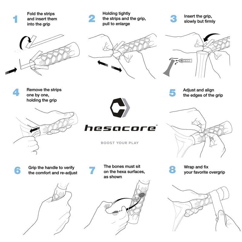 Hesacore Padel Racquet Carbon Grip - 5.25in - Supports Tennis Elbow, Enhances Grip Strength, Reduces Vibration with Finger Support and Anti-Sweat - Medium