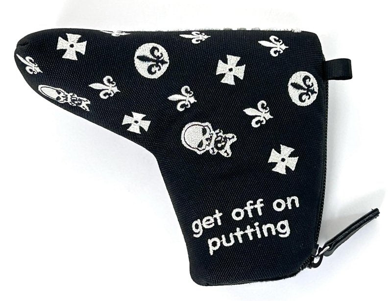 comocome Golf Putter Headcover Blade Style Zipper Closure Synthetic Leather Luxurious Embroidery Lining with Plush Cushion Fits Scotty Cameron Taylormade Odyssey Ping (Black and Baby Skull)