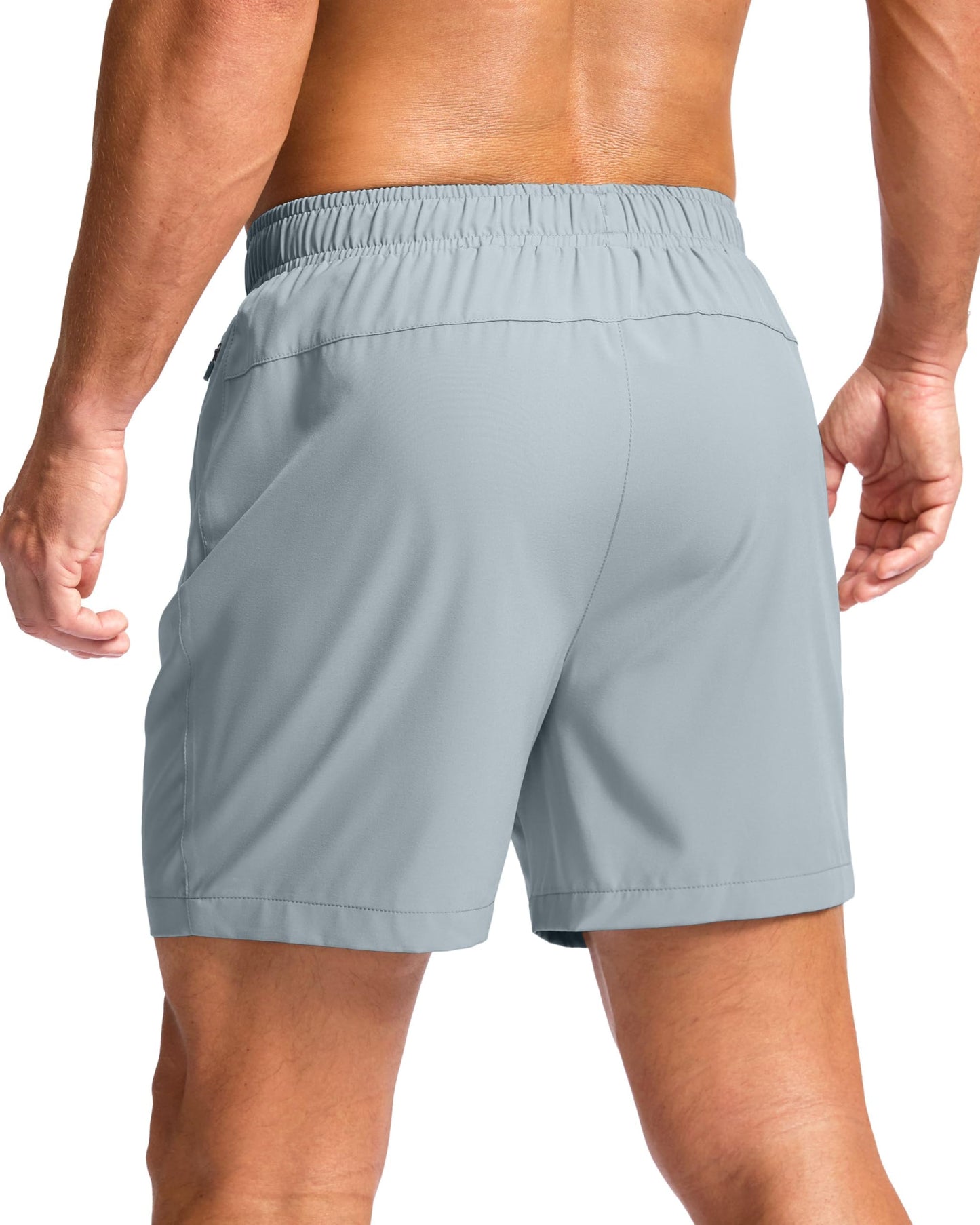 G Gradual Men's Athletic Running Shorts with Zipper Pockets Quick Dry 7"/ 5"/ 9" Workout Gym Shorts for Basketball Hiking(Light Grey,5XL)