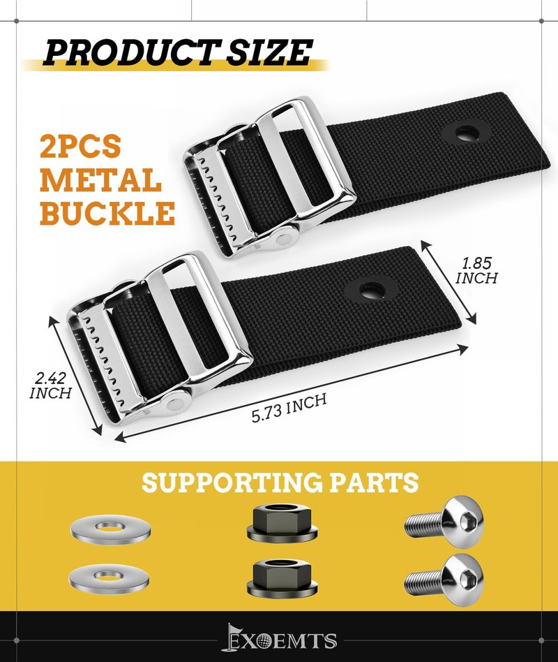 EXOEMTS Universal Golf Bag Strap Buckle, 2 PCS Adjustable Heavy Duty Bag Holder Replacement, Easy to Adjust, Drilling Required, Quick Release Replacement for EZGO, Yamaha, Club Car Golf Carts