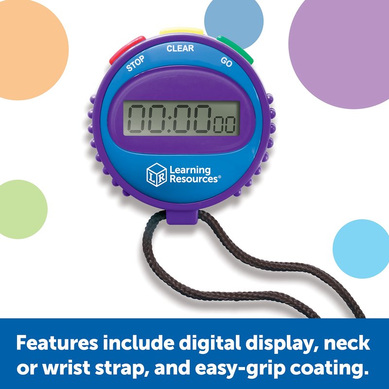 Learning Resources Simple 3 Button Stopwatch, Supports Science Investigations, Timed Math Exercises, Elapsed Time Tracking, Ages 5+