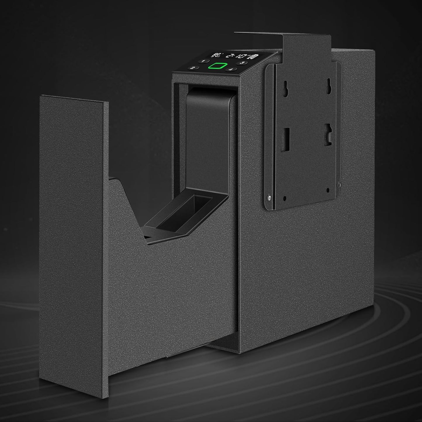 Biometric Handgun Safe - LCD Screen for Temperature, Humidity & Time | Nightstand, Desk, Wall, Truck Use