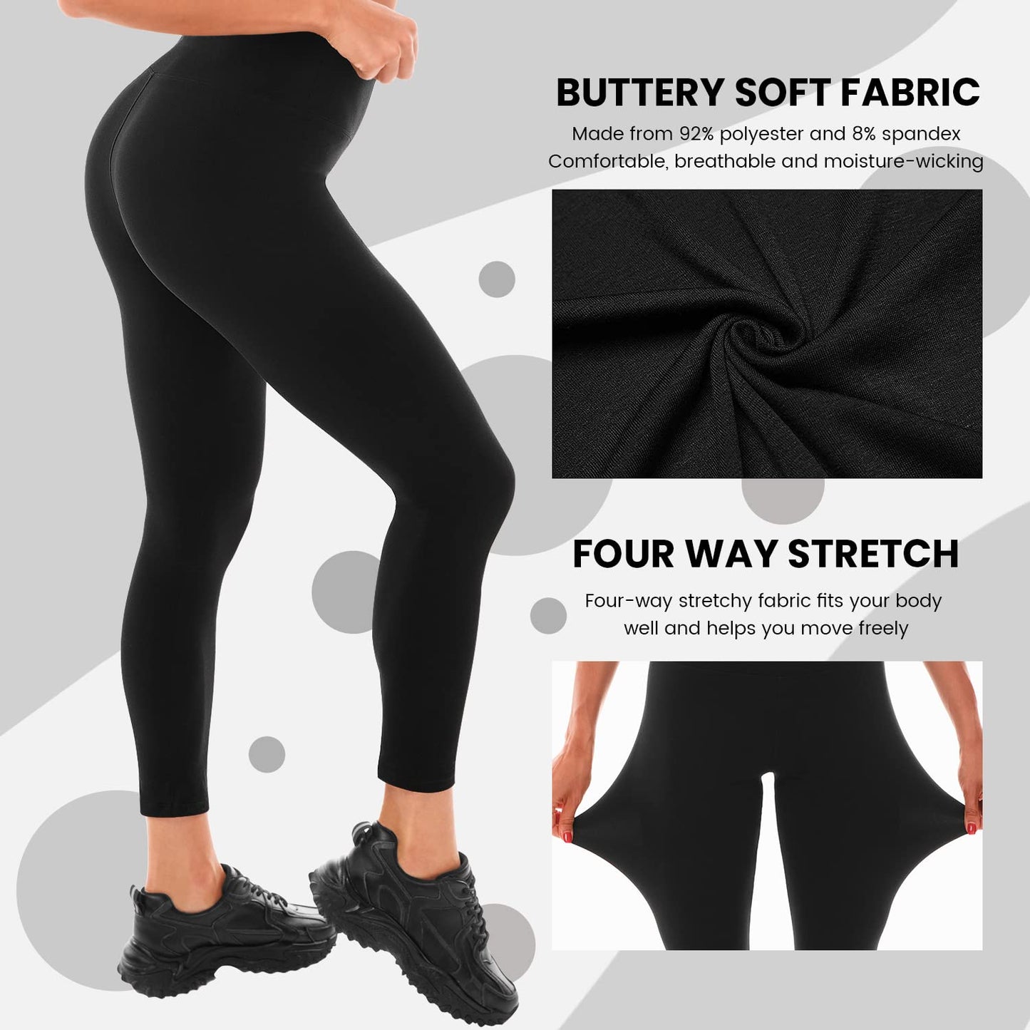 Leafigure Leggings with Pockets for Women, High Waisted Workout Leggings for Gym Navy Blue SM