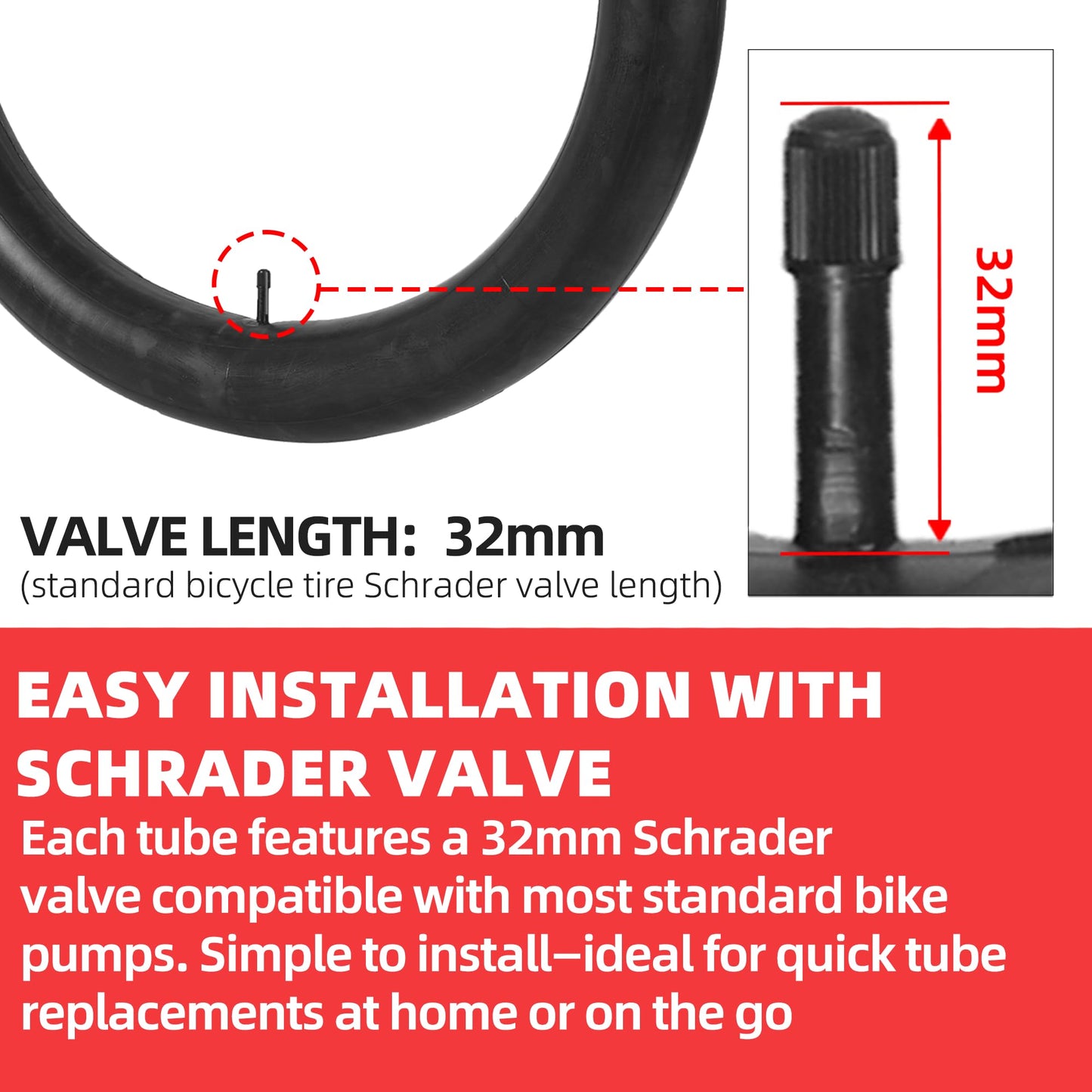 CALPALMY 2-Pack 20x3.0 Fat Tire Bike Inner Tubes with Schrader Valve, Compatible with 20 Inch Electric Bike, Mountain Bike, Made of Durable Butyl Rubber