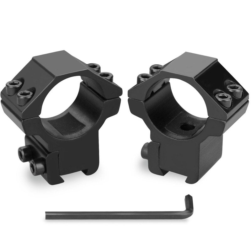 Modkin 1'' Dovetail Scope Rings, Medium Profile Scope Mounts for 11 mm Dovetail Rails - 2 Pieces (One has Stop pin)