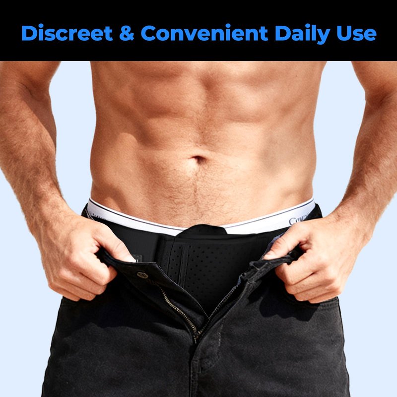Hernia Belts for Men & Women, Adjustable Inguinal Hernia Belt for Men with Pad Support, Post-Surgery Recovery Truss, Universal Abdominal Strap Guard for Left or Right Side (Medium, Black)