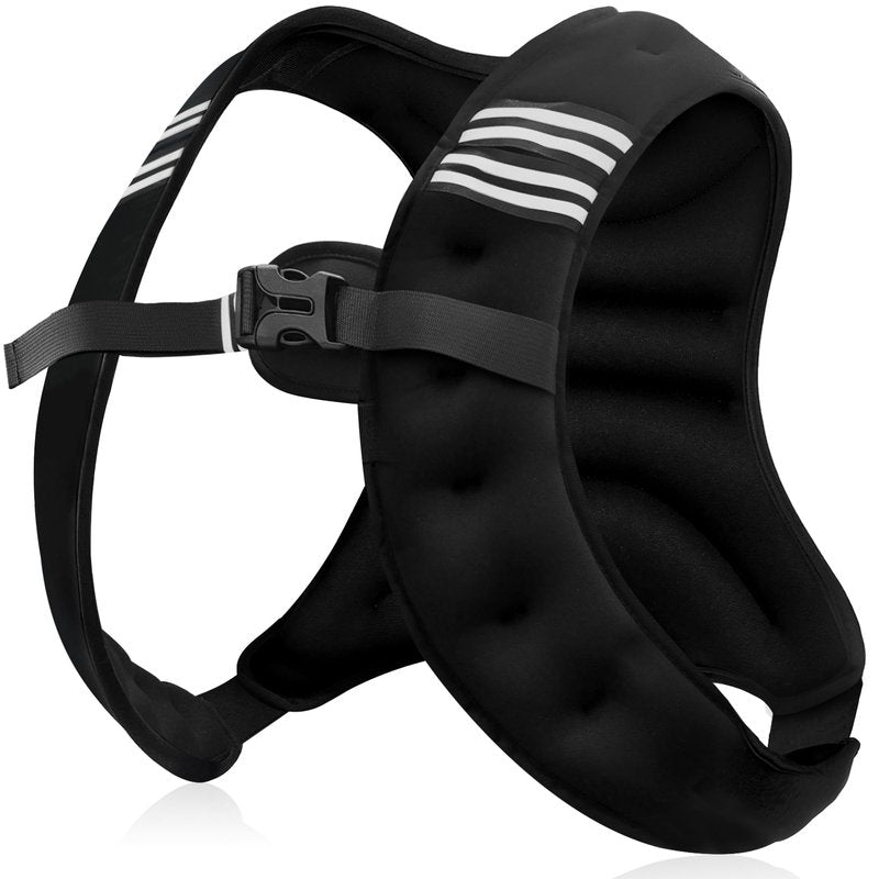 NATURELUX Weighted Vest with Reflective Stripe and Adjustable Buckle Straps, Black, 10 lbs