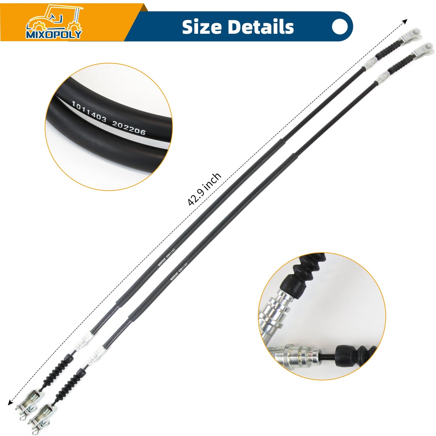 Mixopoly Golf Cart Brake Cable Kit for Club Car DS 1981-1999, Passenger and Driver Side Brake Cables, Replace OEM 1011125 1011403 1016761-01