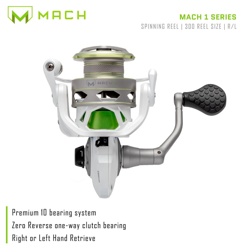 Lew’s MACH 1 Spinning Fishing Reel, Size 300 Reel, 9+1 Bearings, 6.2:1 Gear Ratio, Graphite Frame, Speed Gears, Speed Lube (Clam Packaging)