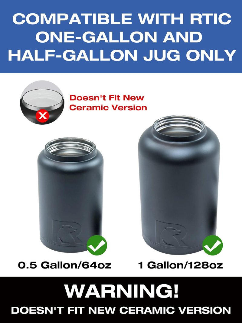 SUNMON Replacement Lid for RTIC Water Bottle - Steel Handle RTIC Lid Compatible with 1 Gallon (128oz) & 0.5 Gallon (64oz), BPA-Free Leakproof Jug Cover