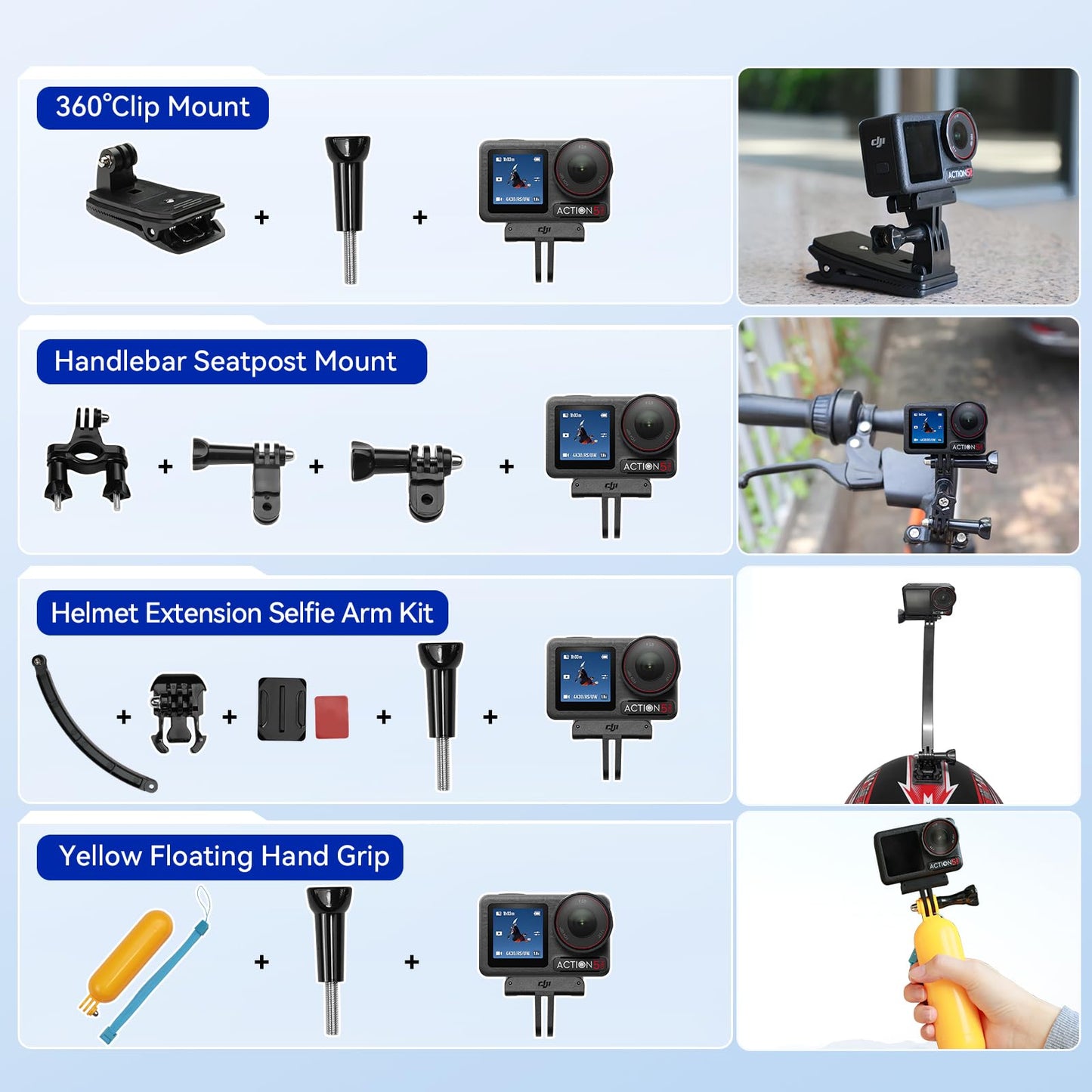 DJI Osmo Action 5 Pro Waterproof Action Camera Bundle, 1/1.3" Sensor