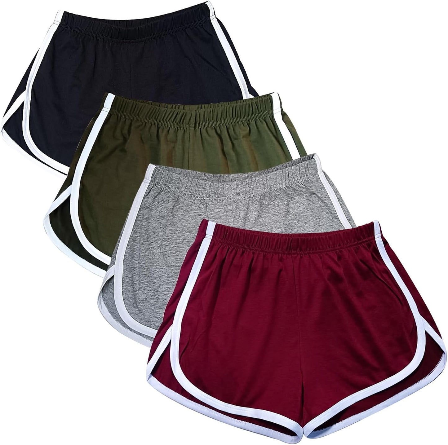 Cameway Women's Cotton Yoga Shorts - 4 Pack Athletic Dance & Cycling Summer Wear | Comfortable Fit