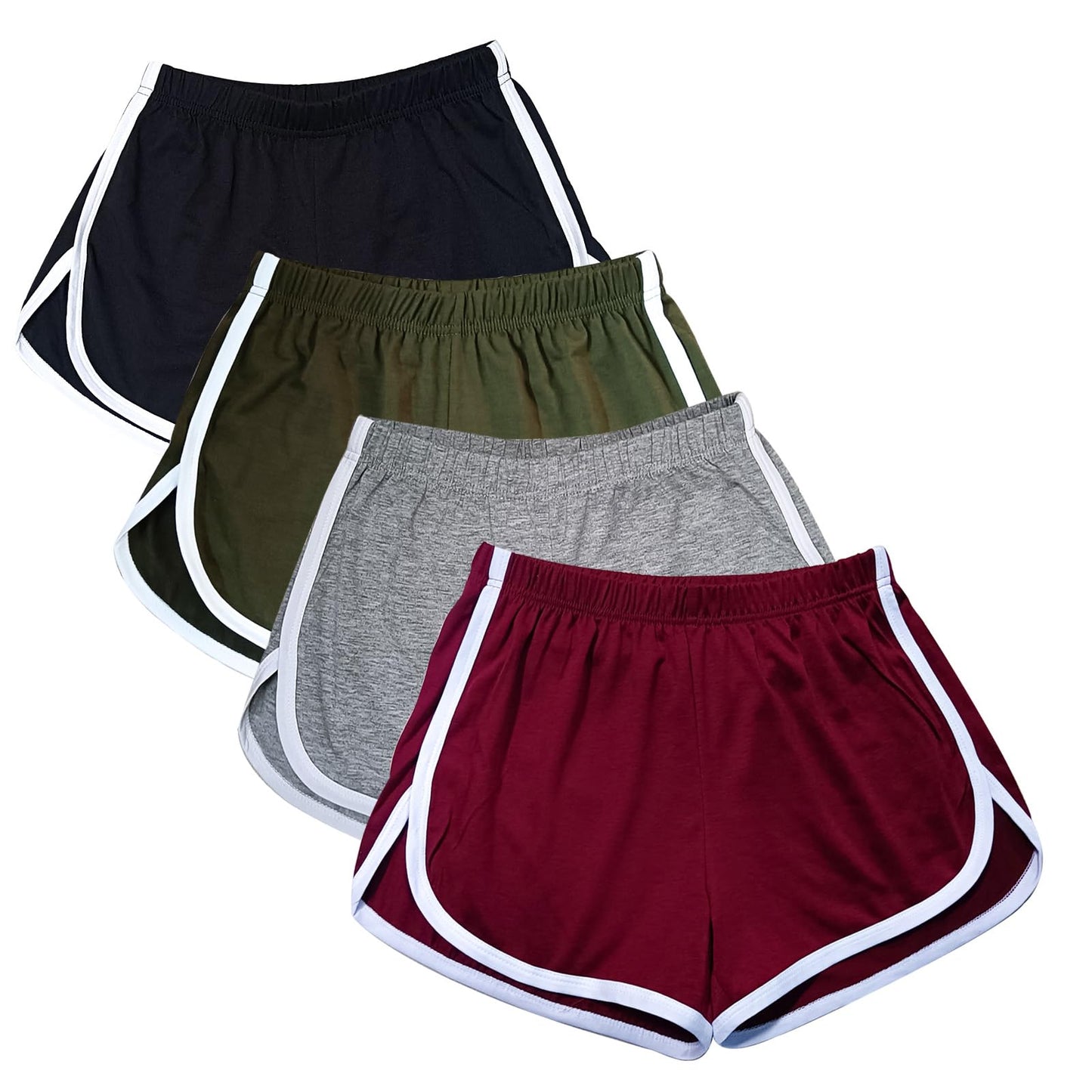 Cameway 4 Pack Women's Cotton Yoga Dance Short Pants Sport Shorts Summer Athletic Cycling Hiking Sports Shorts XXXL Black