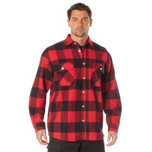 Extra Heavyweight Brawny Flannel Shirt (Small/Red & Black)