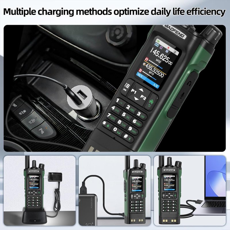 BAOFENG UV-32 Handheld Ham Radios Long Range 10W NOAA Weather Rechargeable Walkie Talkies Tactical Two Way Radio with GPS,APP Programming,Copy Frequency,USB-C Charging for Survival Gear Cruise,2Pack