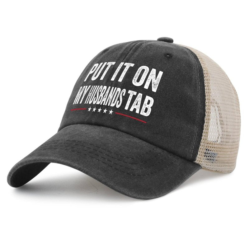 Put It On My Husbands Tab Hat for Women Funny Dad Hat Womens Pink Cycling Caps Vintage Unique Gifts for Welders