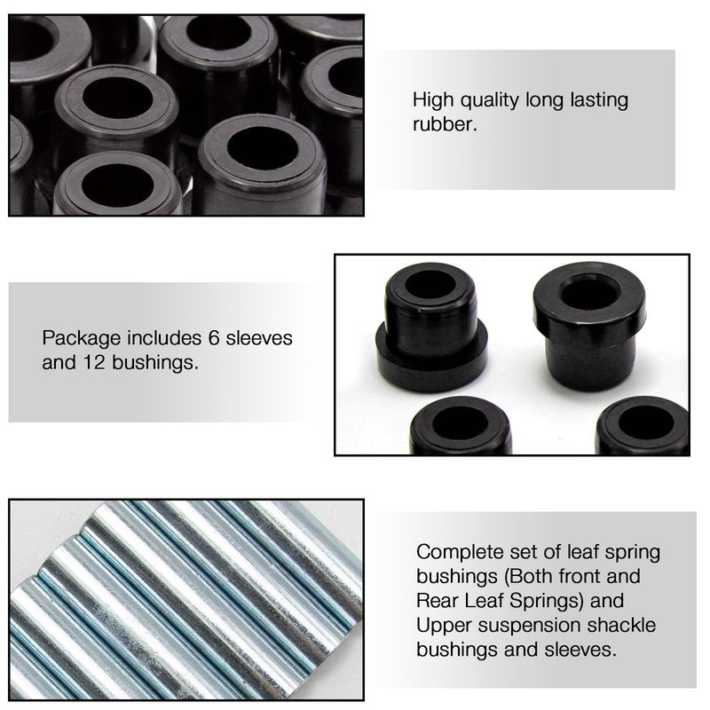 VIKKSAER Golf Cart Rear Leaf Spring Bushings Kits Replacement for EZGO TXT/Medalist 1994-up Replacement for Club Car DS 1981-up 70291-G01 70289-G02 1015583 1012303