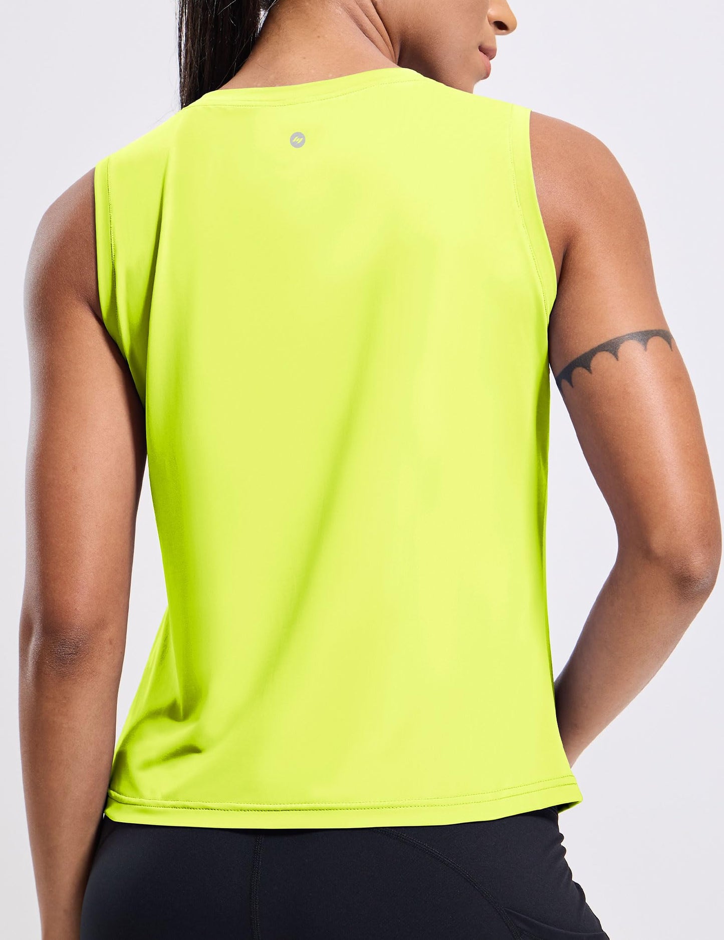 MIER Athletic Tops for Women Workout Tank Top Soft Sleeveless Running Gym Yoga Active Cool Tee Shirts, Neon Green L