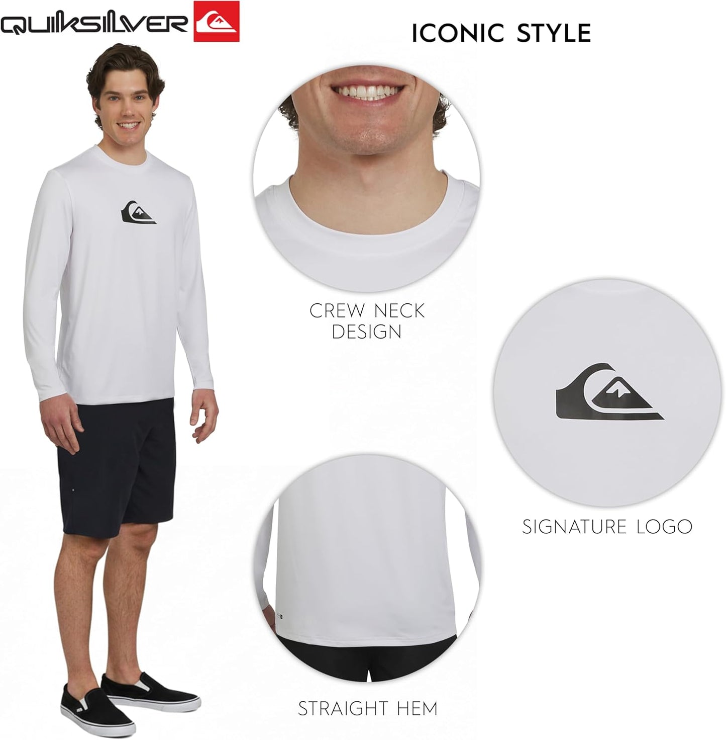 Quiksilver Men's UPF 50 Long Sleeve Rash Guard Swim Shirt - Regular Fit | Sizes S-XXL