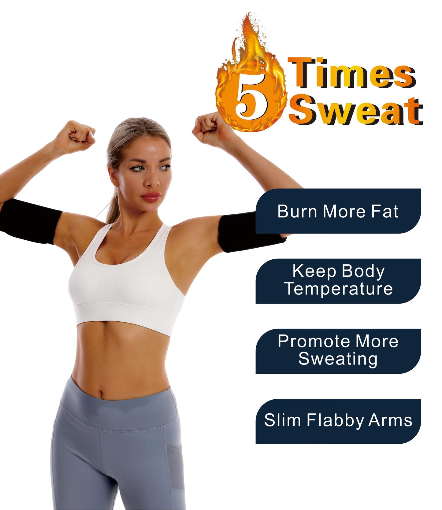 Dokelovy Sauna Arm Sleeves for Women & Men, Adjustable Sweat Arm Trimmer Toning Bands Arm Fat Reducer for Workout Gym 2-Pack