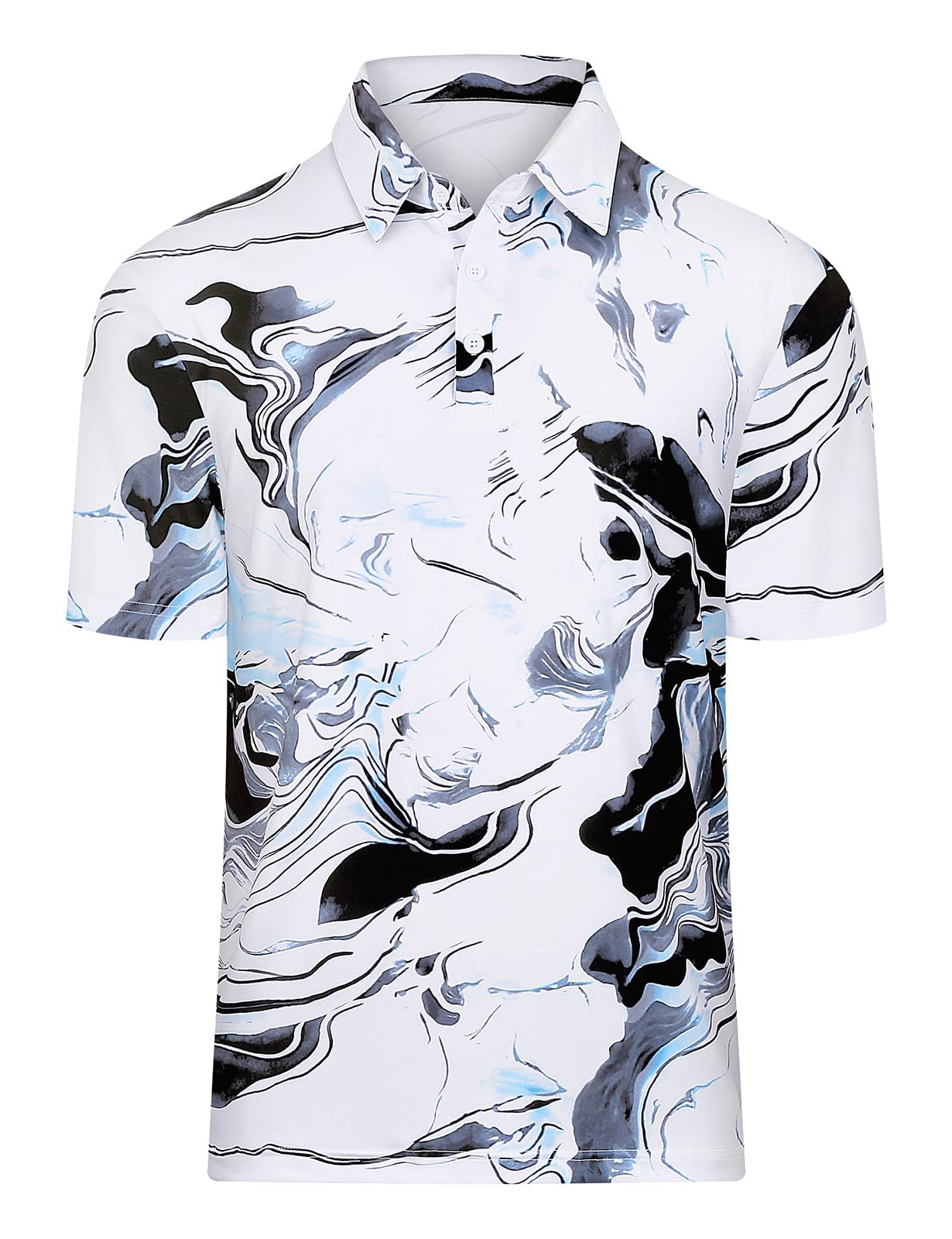 Viracy Golf Shirts for Men Dry Fit Short Sleeve Mens Golf Shirt Performance Moisture Wicking Collared Polo Shirts for Men Ink-Wash Printed-Medium