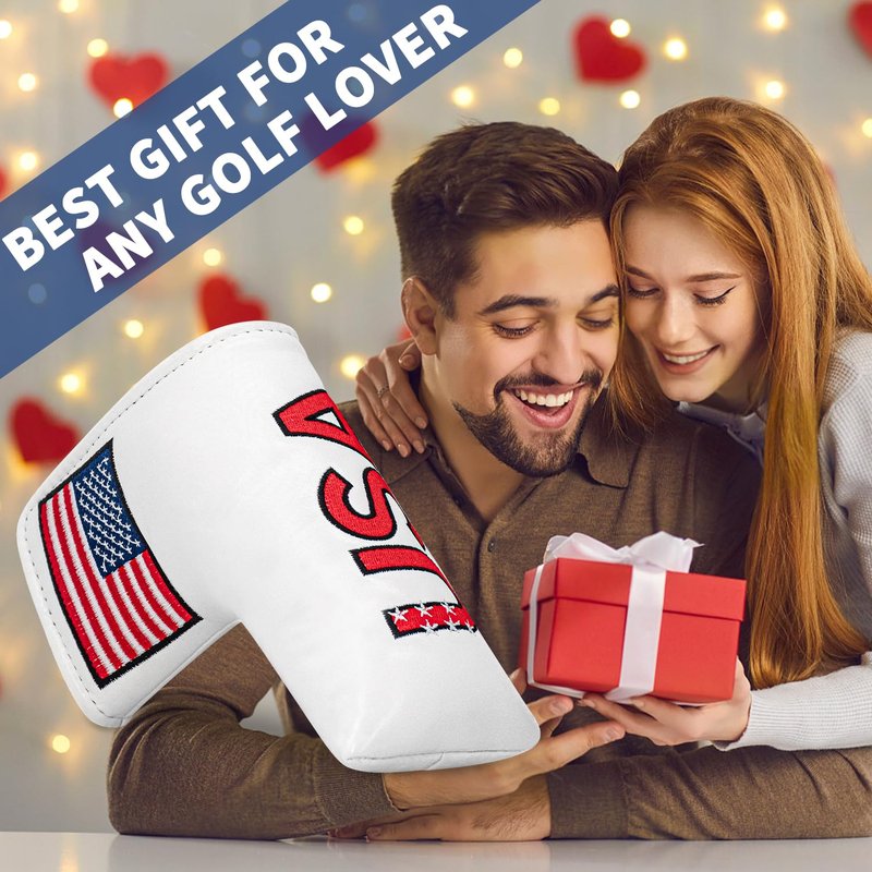 Golf Mallet Putter Cover Headcover Golf Head Covers Headcover Club Protective Equipment. (White-Style A)